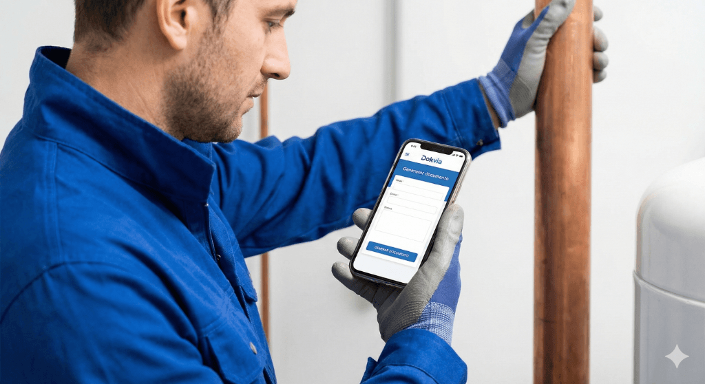 Instalador usando Dokvia en obra